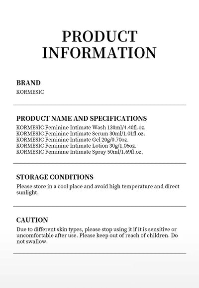 5pcs/set KORMESIC Women's Intimate Care Bundle Daily Skin Routine Set Beautifying