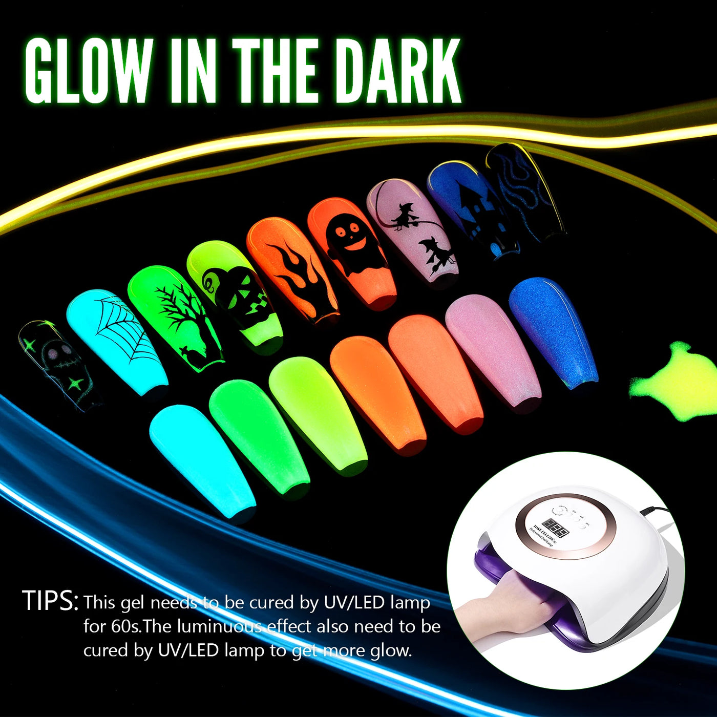 YOKEFELLOW Glow in the Dark Gel Nail Polish 10ML